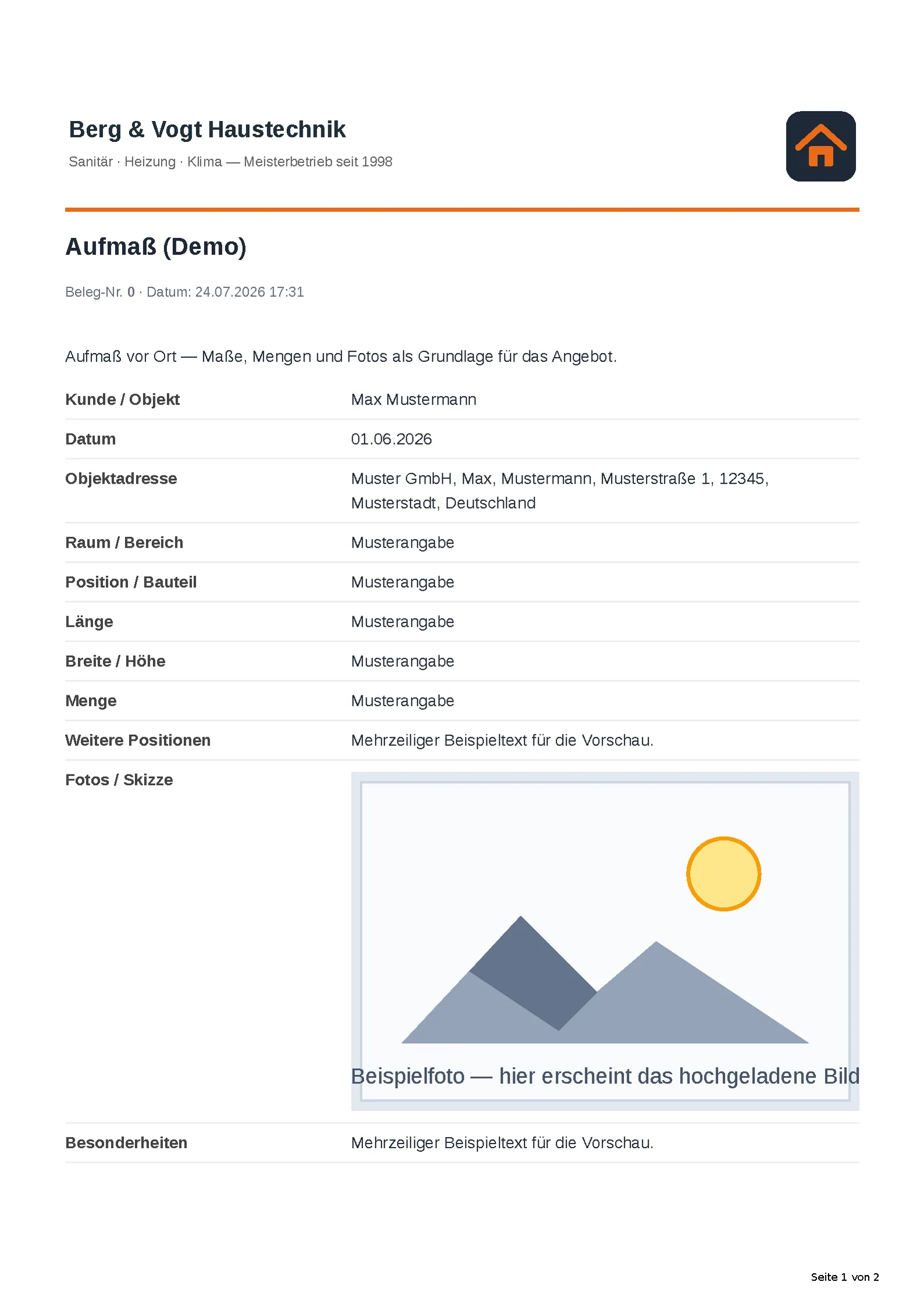 Das automatisch erzeugte PDF-Dokument.