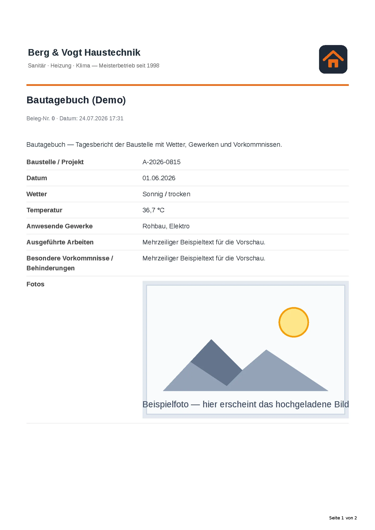 Das automatisch erzeugte PDF-Dokument.
